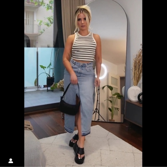 ZARA BLOGGERS FAV TRF LONG DENIM SKIRT - Picture 8 of 14
